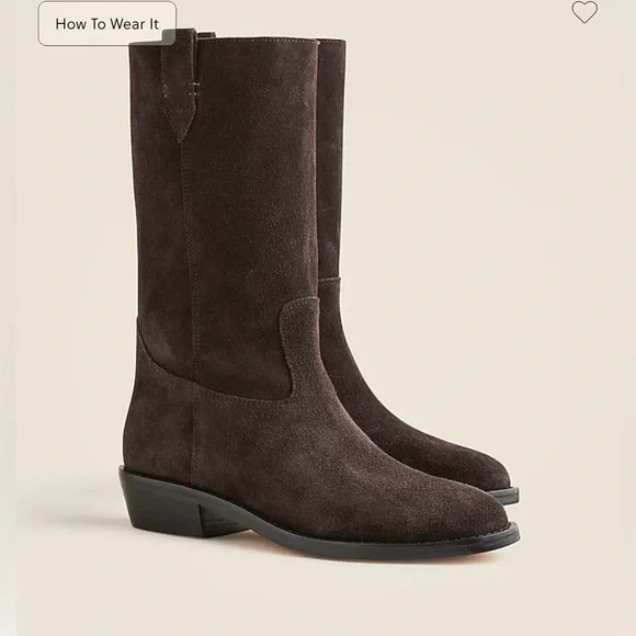 J CREW 8.5 Midcalf boots in suede In French Press  CM999 - Picture 2 of 7